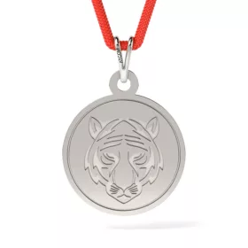   Ασημένιο μενταγιόν με κορδόνι με σχέδιο Tiger