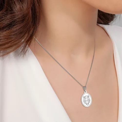 Ασημένια μενταγιόν αλυσίδα μοντέλο Tiger