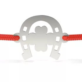   Ασημένιο βραχιόλι με κορδόνι με σχέδιο πετάλου με τριφύλλια