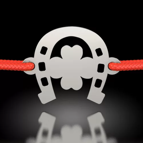 Ασημένιο βραχιόλι με κορδόνι με σχέδιο πετάλου με τριφύλλια