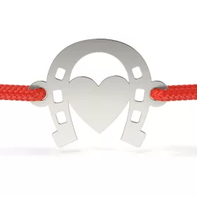   Ασημένιο βραχιόλι με κορδόνι μοντέλο Πέταλο με καρδιά