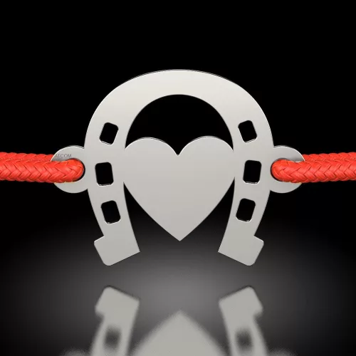 Ασημένιο βραχιόλι με κορδόνι μοντέλο Πέταλο με καρδιά