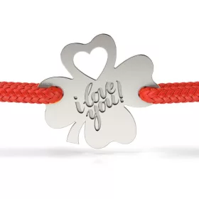   Τριφύλλι I love you ασημένιο βραχιόλι