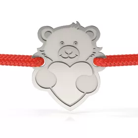   Ασημένιο βραχιόλι με κορδόνι μοντέλο Love little bear