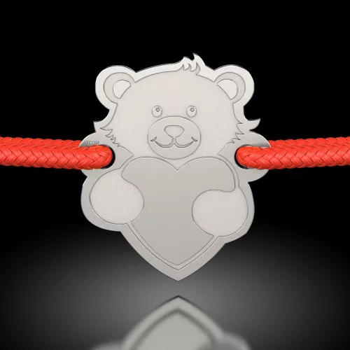 Ασημένιο βραχιόλι με κορδόνι μοντέλο Love little bear