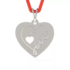   Ασημένιο μενταγιόν με κορδόνι μοντέλο Love two
