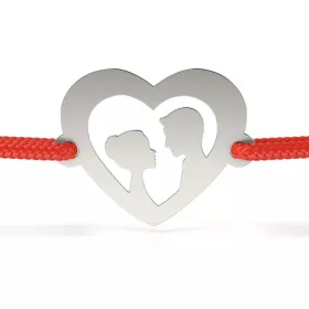   Ασημένιο βραχιόλι με κορδόνι μοντέλο Heart Love story