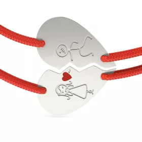   Ασημένιο βραχιόλι με κορδόνι μοντέλο Take my heart