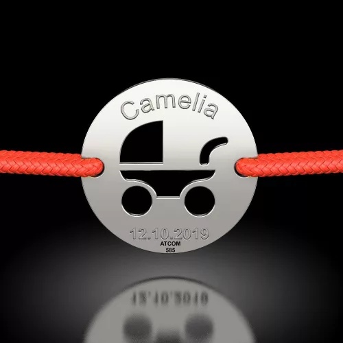 Ασημένιο βραχιόλι με κορδόνι μπαμπίνο