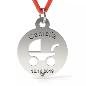   Ασημένιο μενταγιόν από κορδόνι μπαμπίνο