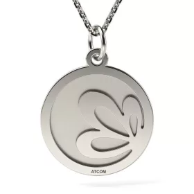   Ασημένια μενταγιόν αλυσίδα με χαραγμένο λουλούδι λωτού