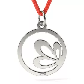   Ασημένιο μενταγιόν με κορδόνι με σχέδιο λουλούδι λωτού