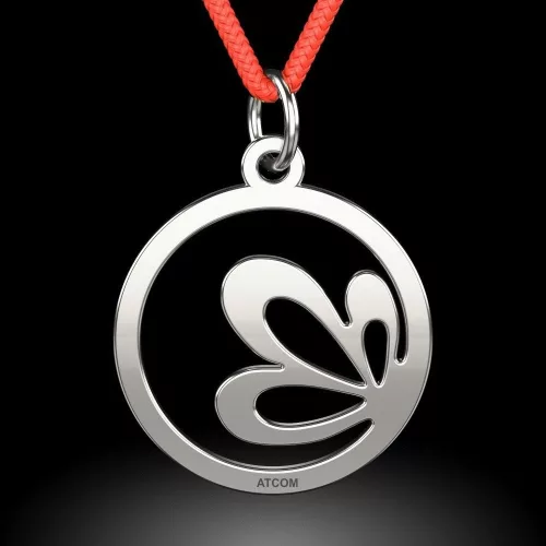 Ασημένιο μενταγιόν με κορδόνι με σχέδιο λουλούδι λωτού