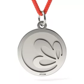   Ασημένιο μενταγιόν με χαραγμένο κορδόνι με σχέδιο λουλούδι λωτού