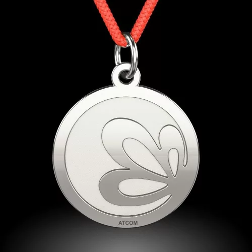 Ασημένιο μενταγιόν με χαραγμένο κορδόνι με σχέδιο λουλούδι λωτού