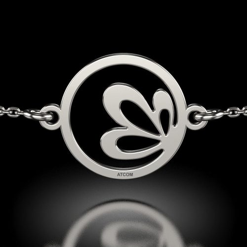 Βραχιόλι με ασημένια αλυσίδα μοντέλο λουλούδι Lotus