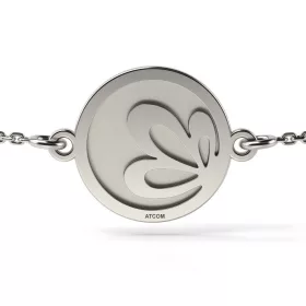   Βραχιόλι με ασημένια αλυσίδα με χαραγμένο μοντέλο λουλουδιού λωτού