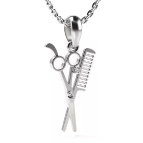   Αλυσίδα με ασημένιο μενταγιόν Ψαλίδι και χτένα