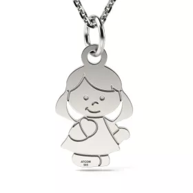   Ασημένιο κολιέ με χαραγμένο κοριτσίστικο μοντέλο