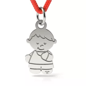   Ασημένιο μενταγιόν με χαραγμένο κορδόνι με σχέδιο Boy