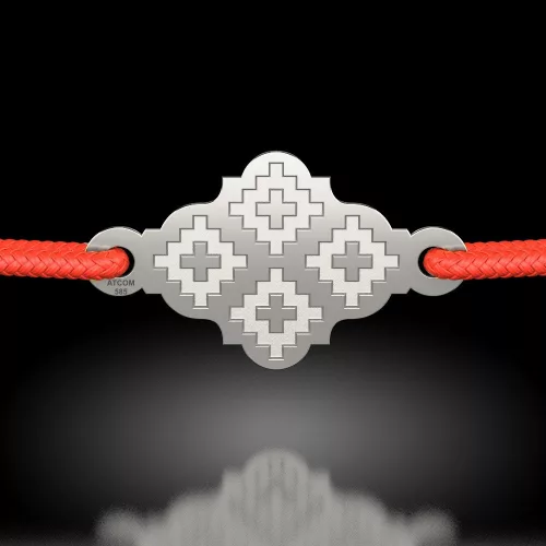 Ασημένιο βραχιόλι με κορδόνι παραδοσιακά τρανσυλβανικά μοτίβα