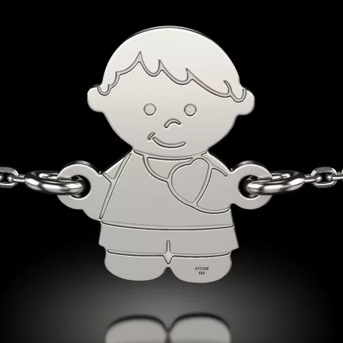 Βραχιόλι με ασημένια αλυσίδα με χαραγμένο μοντέλο Boy