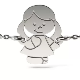   Βραχιόλι με ασημένια αλυσίδα με χαραγμένο κοριτσίστικο μοντέλο