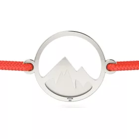   Ασημένιο βραχιόλι με κόκκινο κορδόνι μοντέλο Mountains