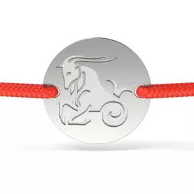   Ασημένιο βραχιόλι με κόκκινο κορδόνι μοντέλο Capricorn