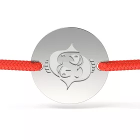   Ασημένιο βραχιόλι με κόκκινο κορδόνι μοντέλο Ιχθύς