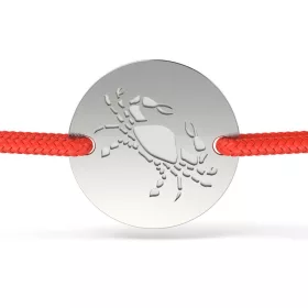   Ασημένιο βραχιόλι με κόκκινο κορδόνι Cancer1 μοντέλο