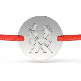   Ασημένιο βραχιόλι με κόκκινο κορδόνι μοντέλο Gemini