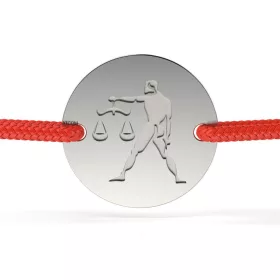   Ασημένιο βραχιόλι με κόκκινο κορδόνι μοντέλο Libra