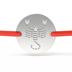   Ασημένιο βραχιόλι με κόκκινο κορδόνι μοντέλο Scorpion