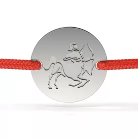   Ασημένιο βραχιόλι με κόκκινο κορδόνι μοντέλο Τοξότης