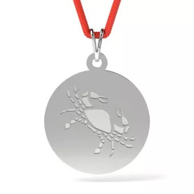   Ασημένιο μενταγιόν με κορδόνι με σχέδιο Cancer
