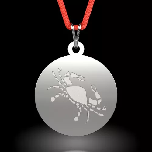 Ασημένιο μενταγιόν με κορδόνι με σχέδιο Cancer