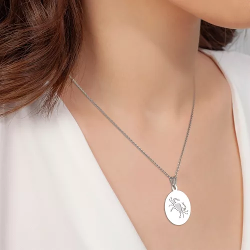 Ασημένια μενταγιόν αλυσίδα μοντέλου καρκίνου