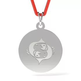   Ασημένιο μενταγιόν με κορδόνι με σχέδιο ψαριού