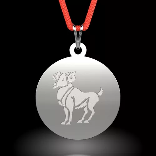 Κριός ασημένιο κορδόνι μενταγιόν