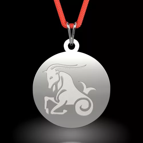 Ασημένιο μενταγιόν με κορδόνι μοντέλο Capricorn