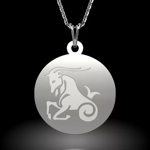 Ασημένια μενταγιόν αλυσίδα μοντέλο Capricorn