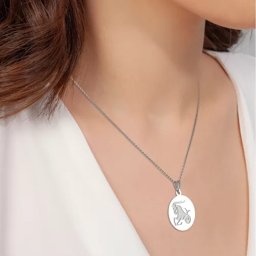 Ασημένια μενταγιόν αλυσίδα μοντέλο Capricorn