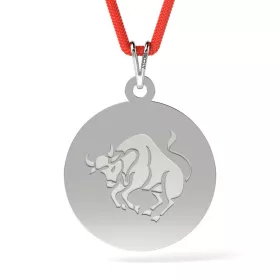   Ασημένιο μενταγιόν με κορδόνι σχέδιο Ταύρου