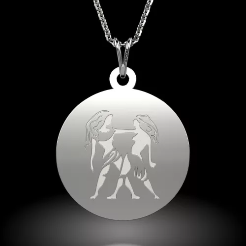 Ασημένια μενταγιόν αλυσίδα μοντέλο Gemini