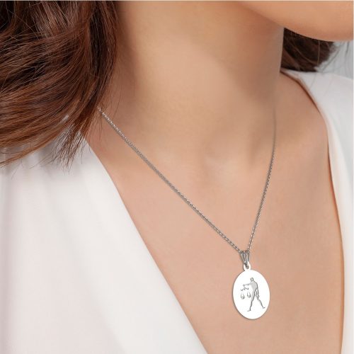 Ασημένια μενταγιόν αλυσίδα μοντέλο Libra