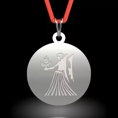 Ασημένιο μενταγιόν με κορδόνι μοντέλο Virgo
