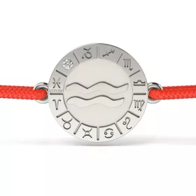   Ασημένιο βραχιόλι με κόκκινο κορδόνι μοντέλο Aquarius