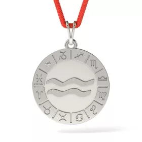   Ασημένιο μενταγιόν με κορδόνι μοντέλο Aquarius