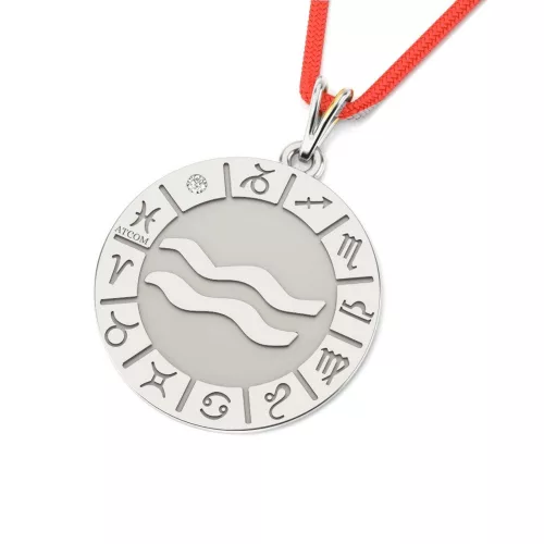 Ασημένιο μενταγιόν με κορδόνι μοντέλο Aquarius
